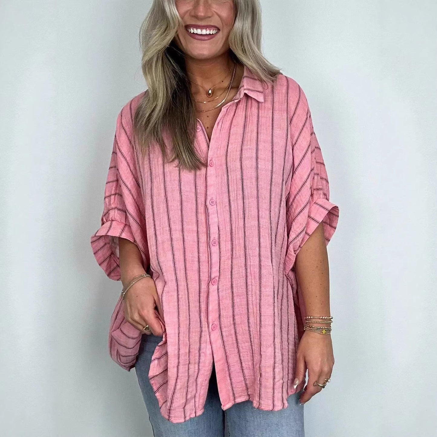 Camicia casual a righe a vestibilità ampia