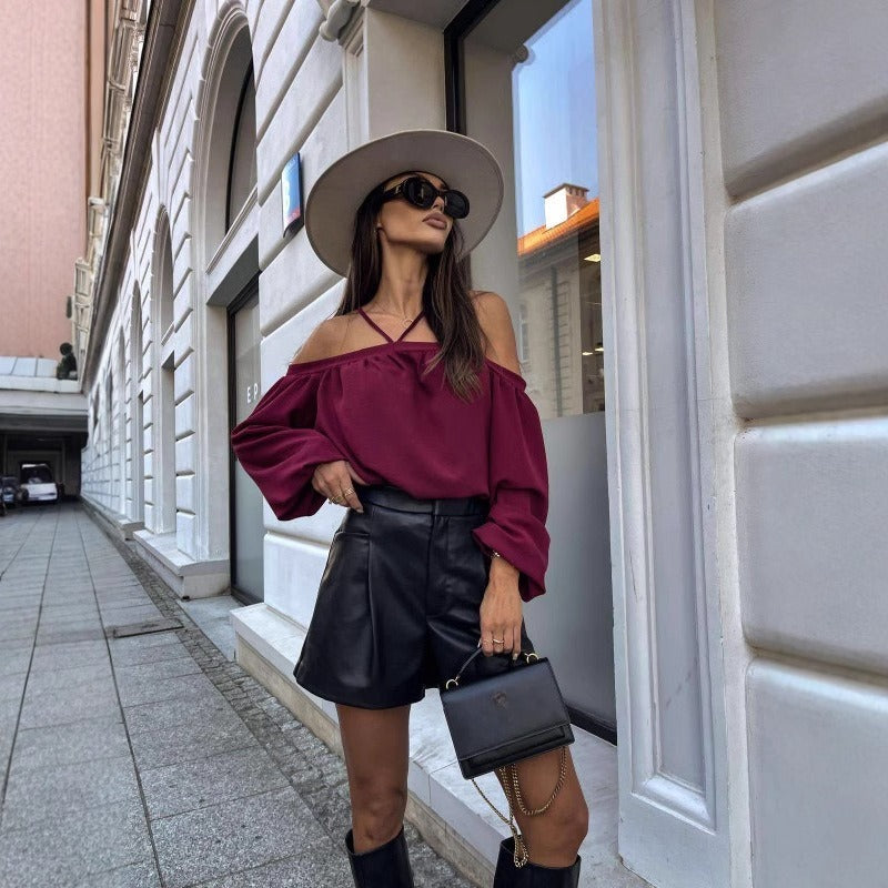 Spring Halter Women's Top Long Sleeve