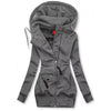 Women's Solid Color Long Sleeve Zip-Front Drawstring Hooded Jacket With Pockets Slim Fit Pleated Detail Top For Spring&Fall