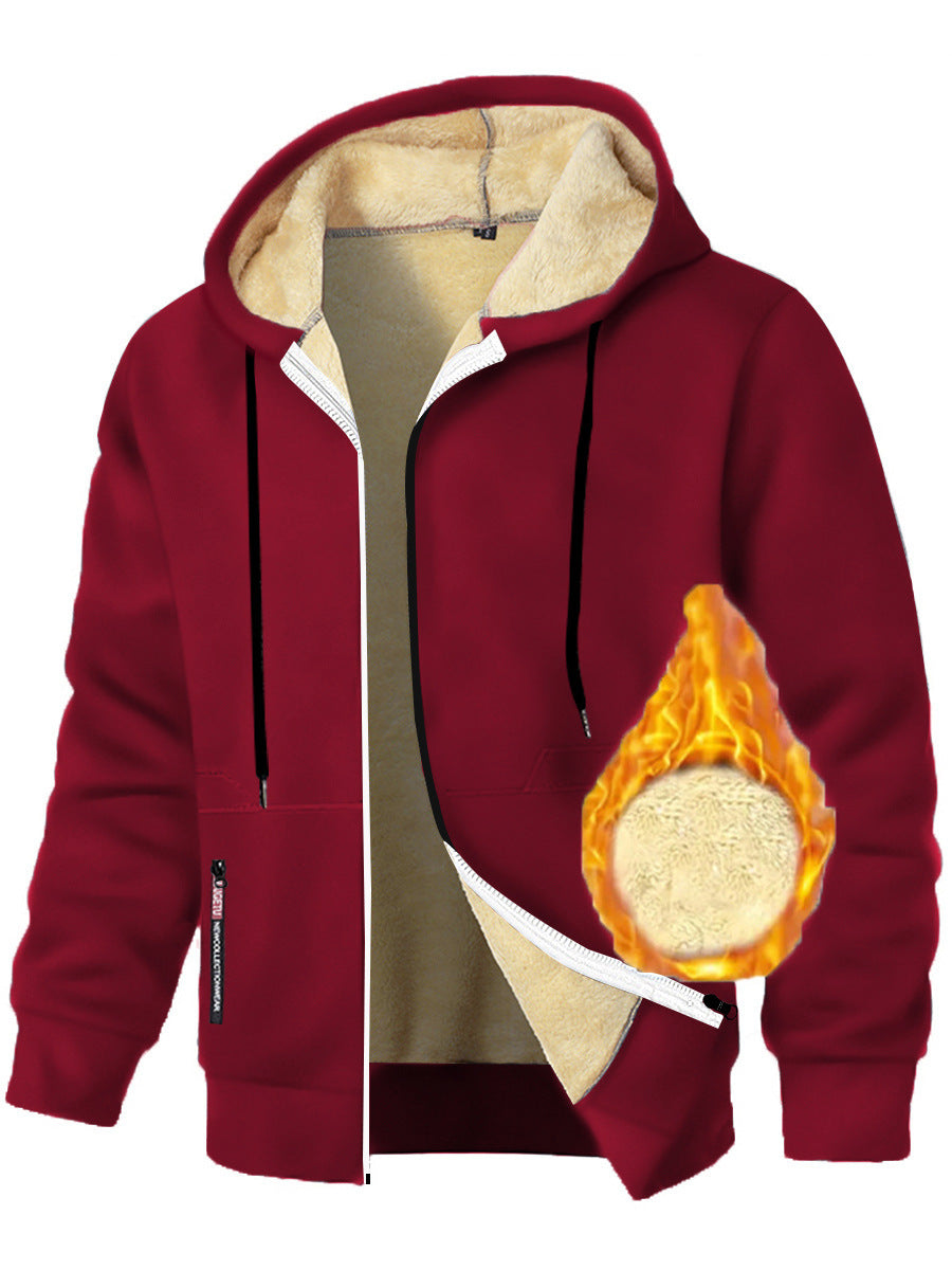 Men's Cashmere Hoodie Thickened Zipper Coat