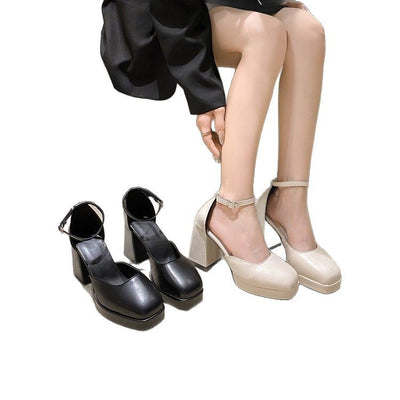 Women's Waterproof Platform Ankle-strap High Heels