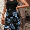 Holidaya Tropical Print Knot Side Wrap Hem Dress