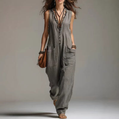 Womens Solid-color Lace Jumpsuit