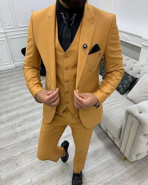 Abito da uomo completo a tre pezzi per ospite banchetto, taglie forti da uomo, vestibilità slim semplice