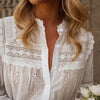 Top da donna ricamato traforato a tinta unita stile resort