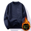 Men's Single-layer Fleece-lined Round Neck Pullover Sweater