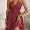 Strap V-neck Ruffle-Trimmed Elegant Sexy Off-the-Shoulder Womens Dress