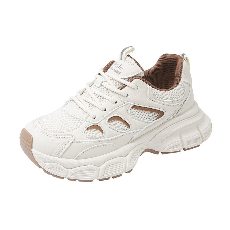 Scarpe sportive casual in rete, scarpe da corsa con plateau bianche versatili e antiscivolo