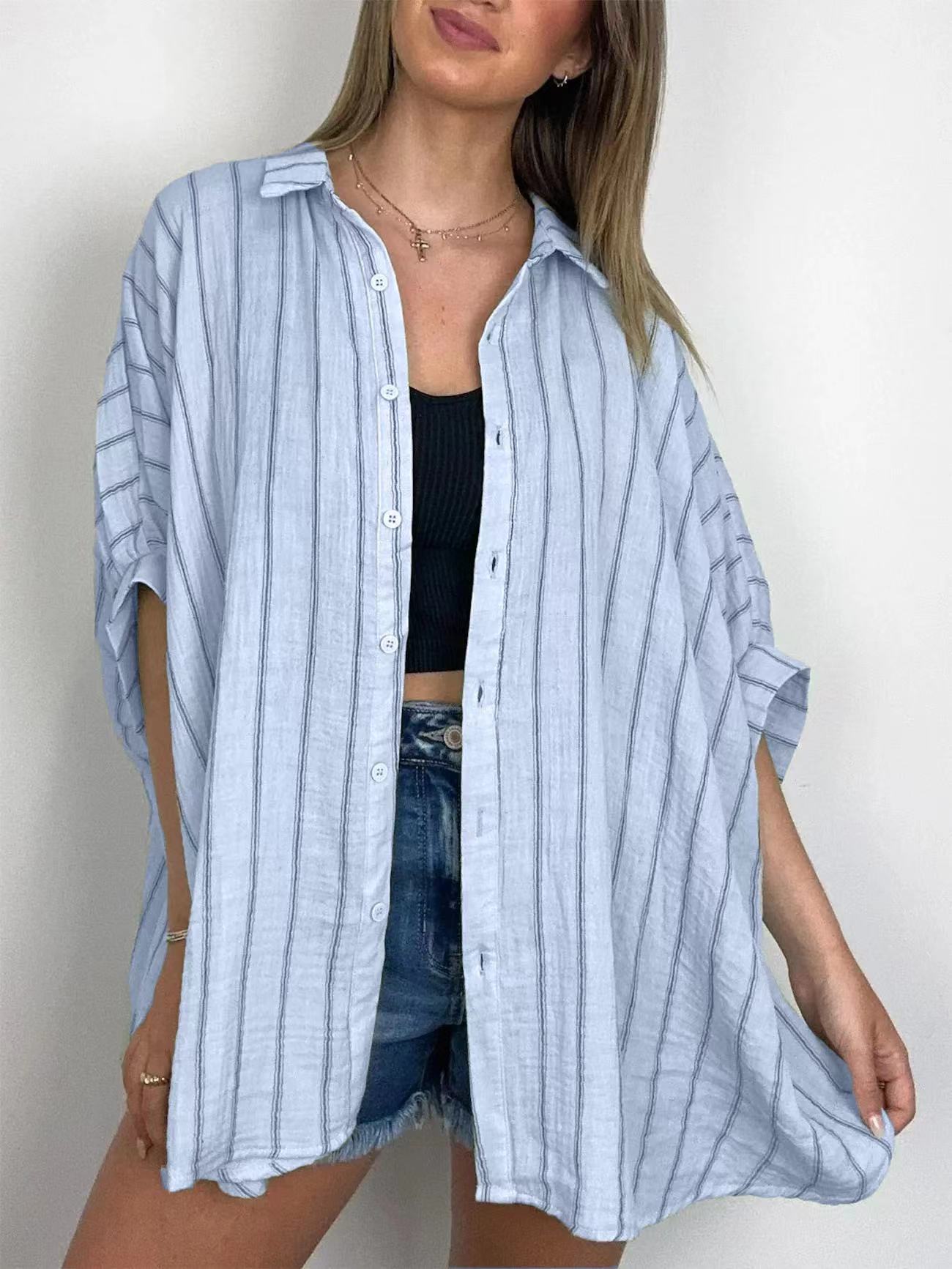 Camicia casual a righe a vestibilità ampia