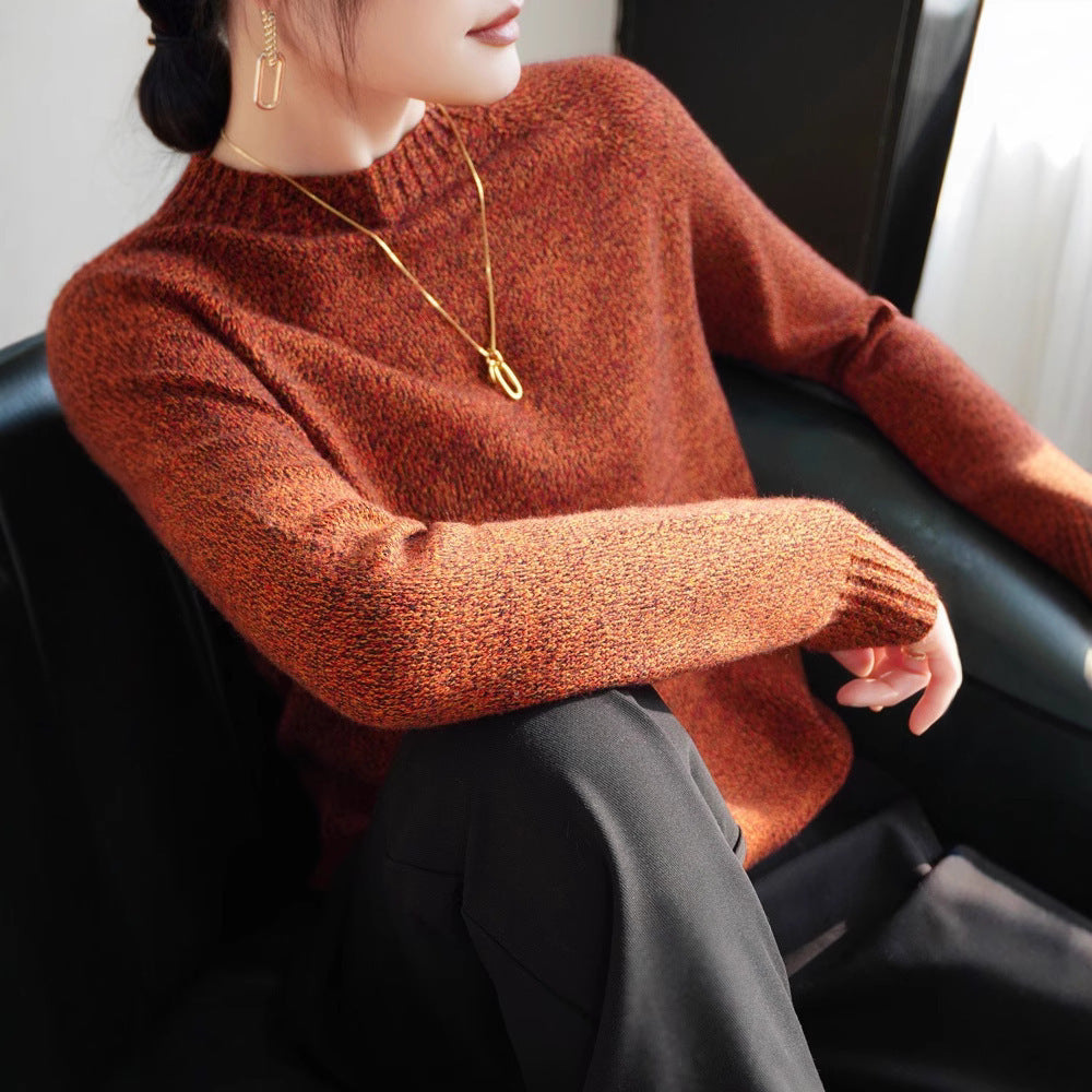 Seven-pin Thickened Skin-friendly Velvet Flower Yarn Sweater Classic Round Neck