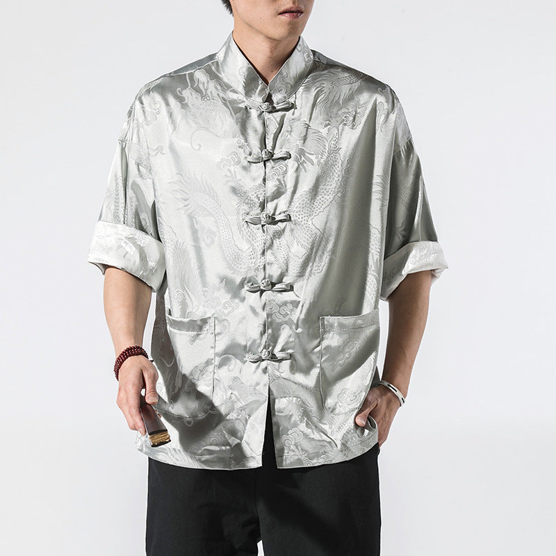 Fashion Personality Men's Short-sleeved Shirt Coat