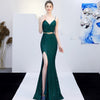 Nuovo Banchetto Elegante Riunione Annuale Lungo Host Profondo V Sexy Abito da Sera a Sirena con Paillettes