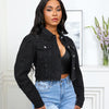 Worn Ripped Puff Sleeve Denim Coat For Women