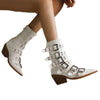 Autumn And Winter Pointed Knight Women's Boots Plus Size Punk Belt Buckle Booties