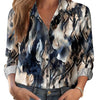 Womens 3D-printed Floral Loose-fit Blouse