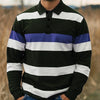 Digital-print Men's Casual Long-sleeve Polo-neck Top