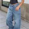 Street Style Loose Distressed Retro Washed Wide Leg Jeans
