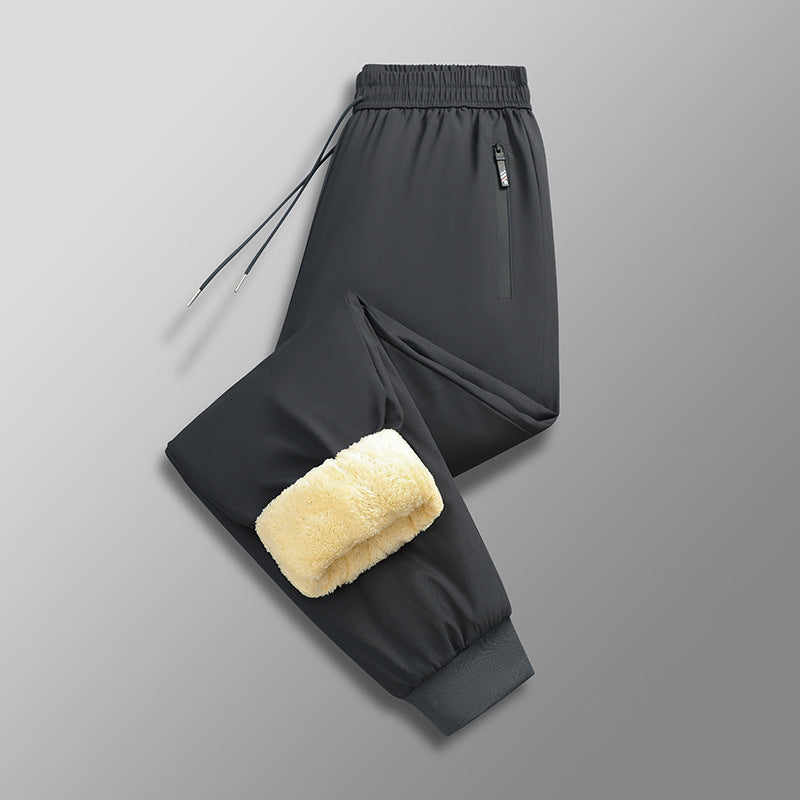 Pantaloni casual dritti caldi e larghi in cashmere foderati in pile, taglie forti, invernali, spessi