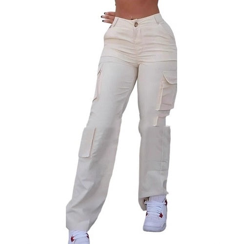 Retro Washed Multi-pocket Design Loose Casual Pants