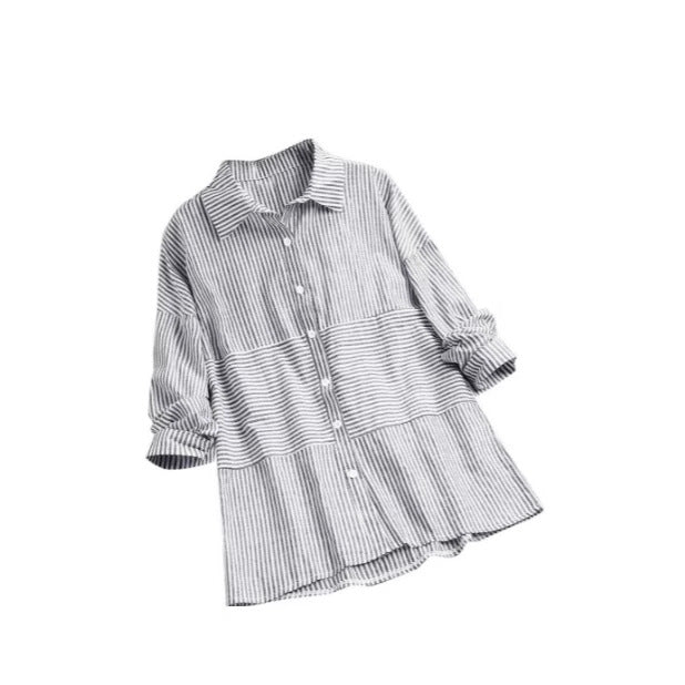 Camicia casual corta con vita aderente e design a intarsi