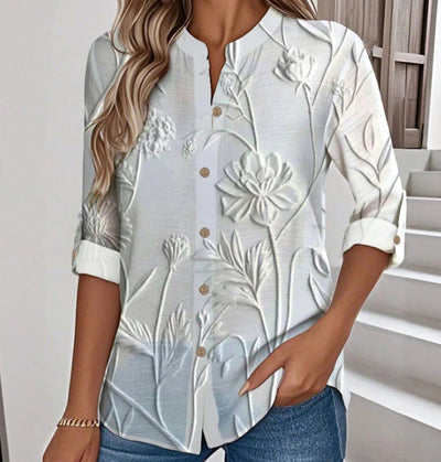 Fall Women's Clothing Long Sleeve Loose Printed Button Shirt