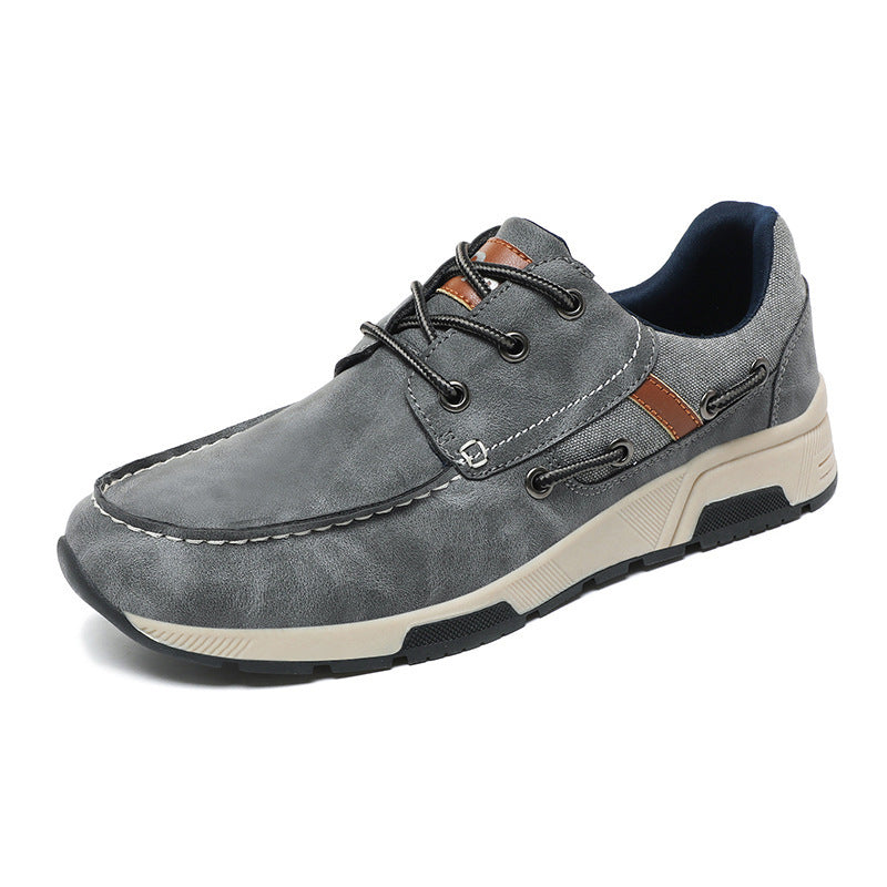 Leather Breathable Sneaker Men's Plus Size Casual Commuter Shoes