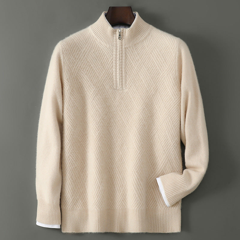 Half Turtleneck Zipper Design Pure Wool Knit Bottoming Shirt