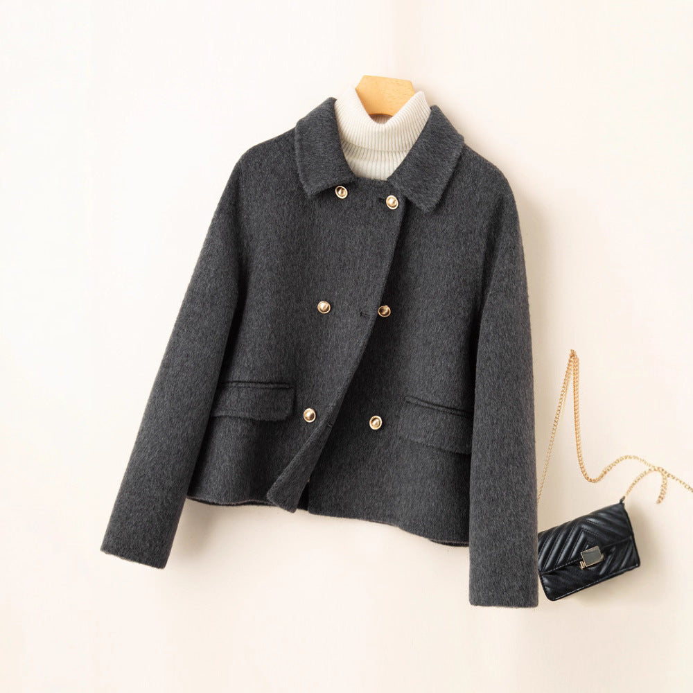 Cappotto corto da donna, di piccole dimensioni, in lana di alta qualità, double face