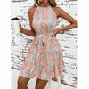 Womens Stylish Lace-up Printed Slip Dress