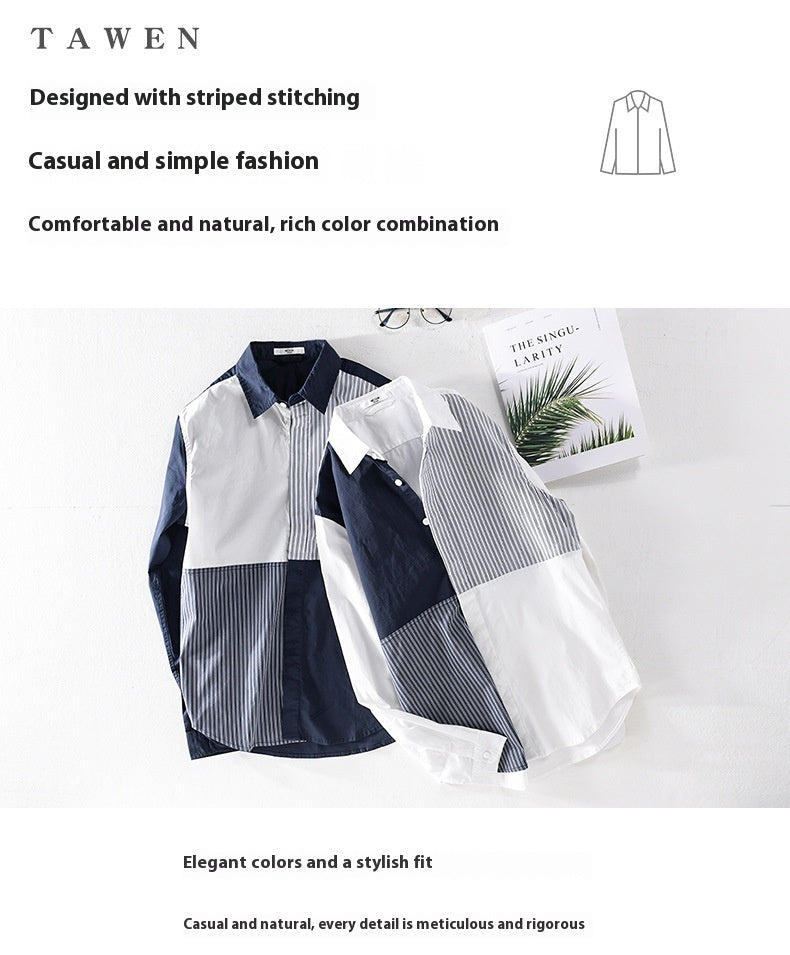 Fashion Youth Stripes Polo Collar Top