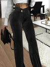 Fashionable Gold Velvet Striped Casual Women's Pants