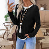 Women's Fake Two-piece Round Neck Button Pullover Grinding Sweater