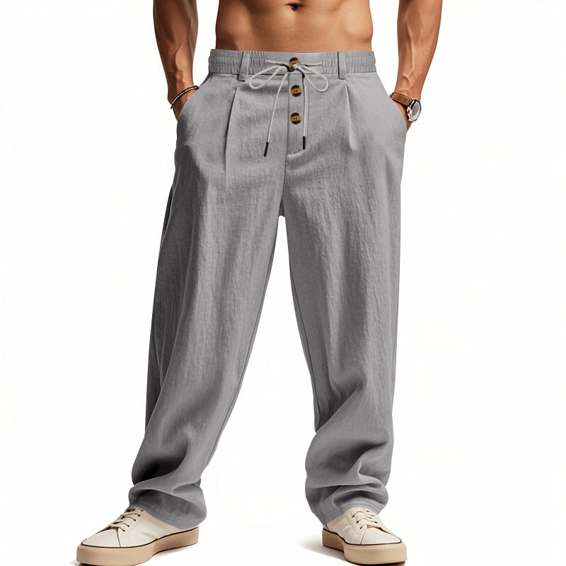 Men's Breathable Cotton Linen Loose Leisure Sports Trousers