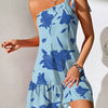 Women's Oblique Shoulder Strap Fashion Printing Dress