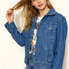Giacca di jeans lavato da donna blu, vestibilità slim