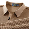 Vertical Texture Button Access Control Collar T-shirt