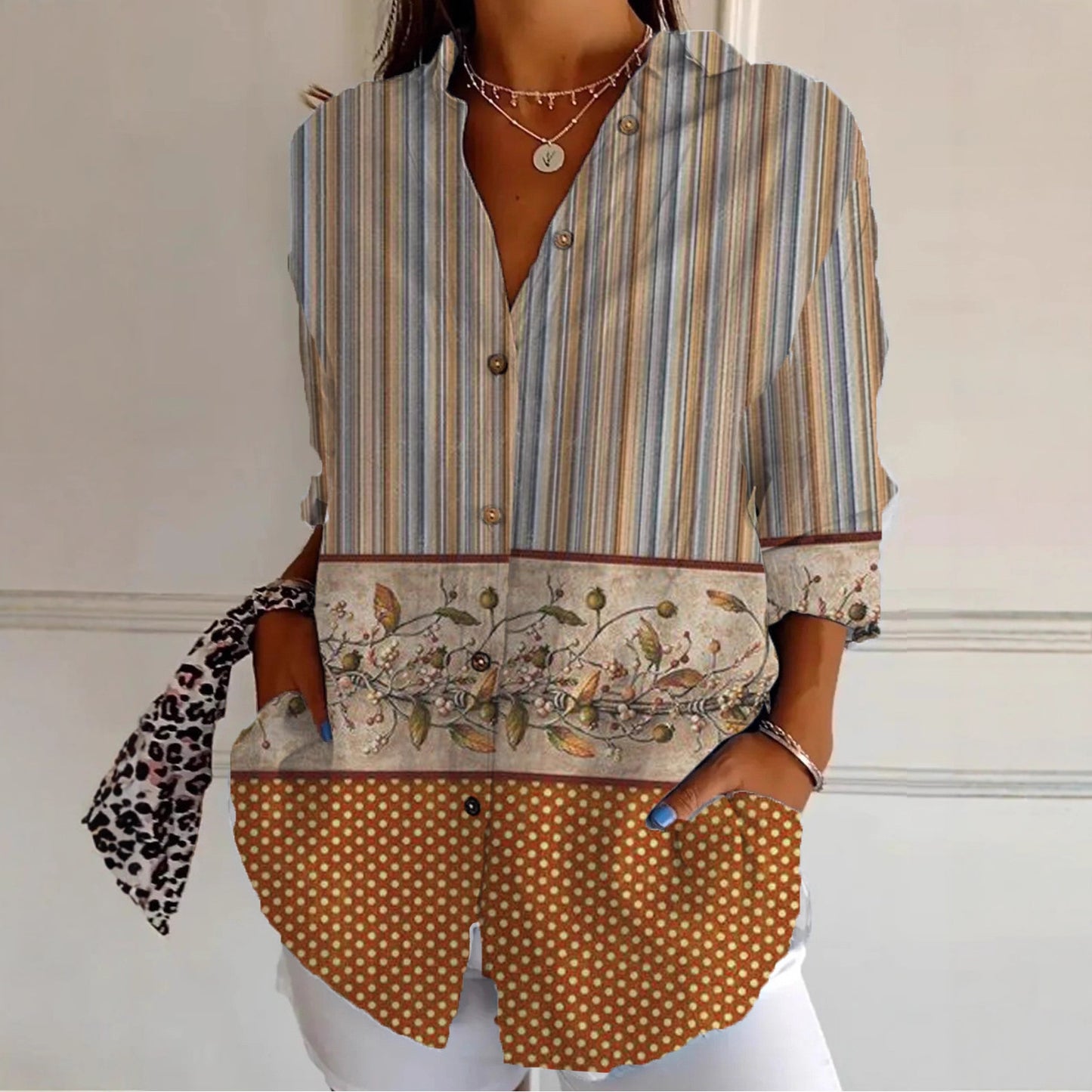 Camicetta a maniche lunghe da donna sofisticata elegante e versatile
