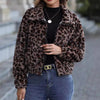 Women's Autumn And Winter Loose Long-sleeve Zipper Leopard Print Plush Coat