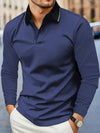 Autumn Men's Lapel Golf Casual Sports Contrast Color Long Sleeves Top