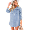 Multi-button Long-sleeve Denim Skirt Relaxed-fit Short Skirt