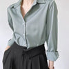 Women's High-grade Green Satin Shirt