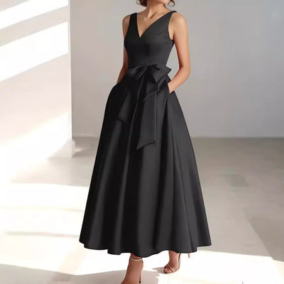 Abito da festa di compleanno con scollo a V, stile socialite, da indossare quotidianamente, modellante