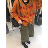 Round Neck Contrast Color Knitwear Cherry Embroidery Jacquard Women's Sweater