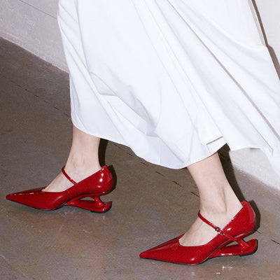 Heel Mary Jane Leather Shoes