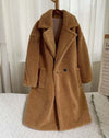 Cappotto in pile di agnello con risvolto e tasche, cappotto in pelliccia sintetica, caldo invernale, lungo, giacca a vento, abbigliamento da donna