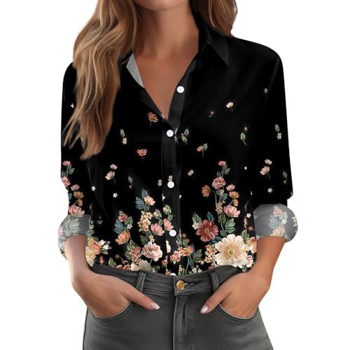 Womens Floral Polka-Dot Bush Print Long-Sleeve Shirt