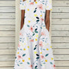 Women's Oil Painting Flower V-neck A- Line Dress
