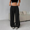 Trousers Elastic Waistband Lace-up Wide-leg Casual Pants