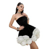 Gonna corta top, sottogonna con fiore tridimensionale, abito francese transfrontaliero