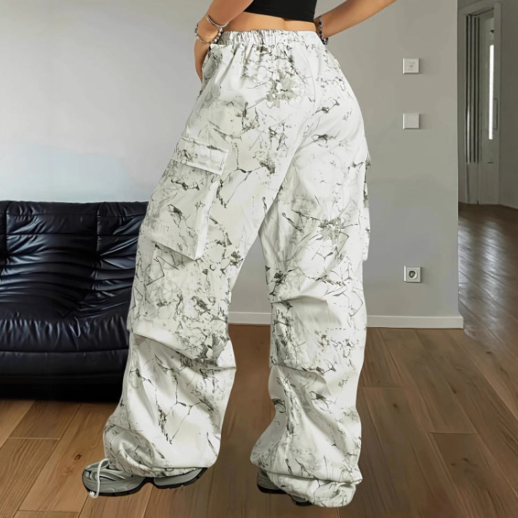 Womens Casual Camouflage Geometric-pattern Work Pants